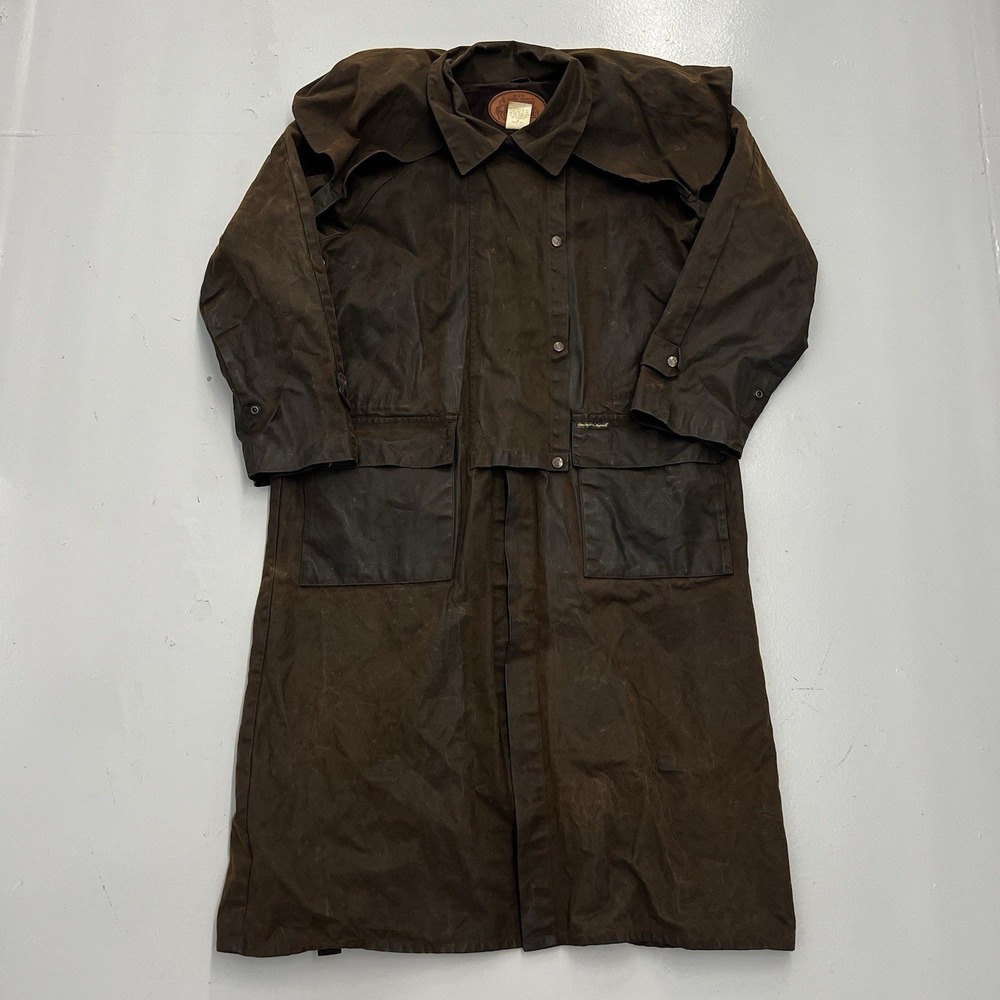Outback Trading Co Duster Mens M Brown Oilskin Low Rider Bush Trader Jacket